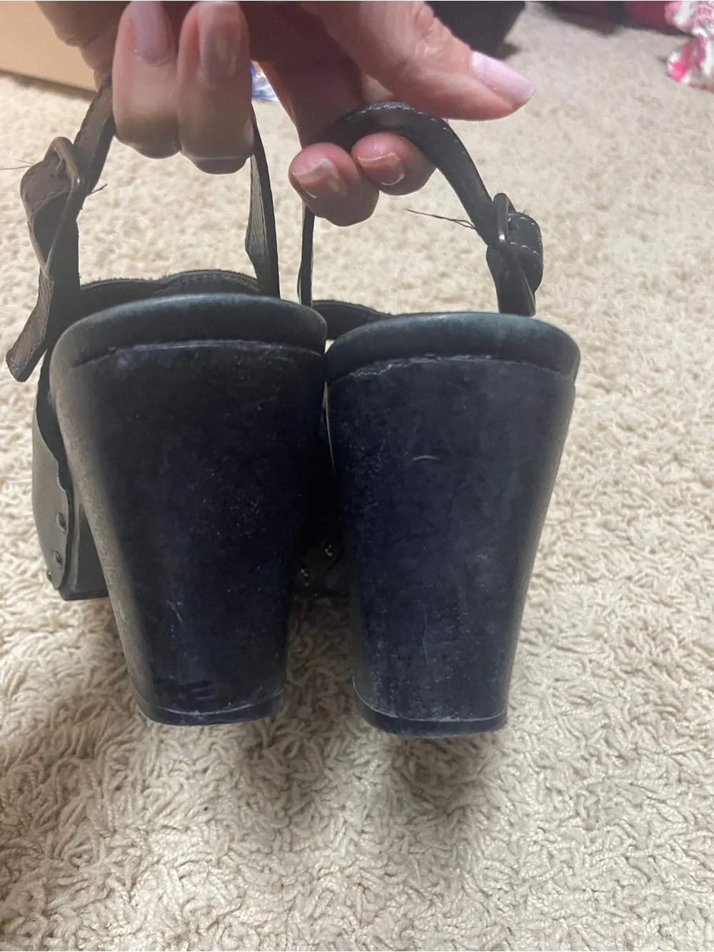 Dansko Black Leather Cutout Slingback Heels